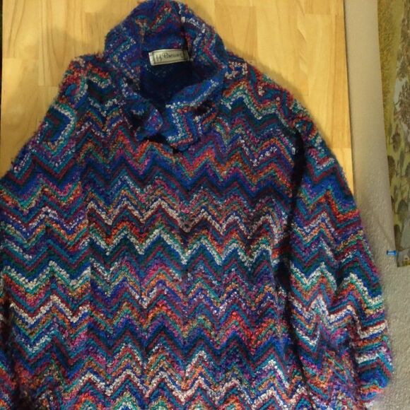 Vintage J.J. Browne Zigzag Chevron Knit Cardigan Sweater - Picture 2 of 9